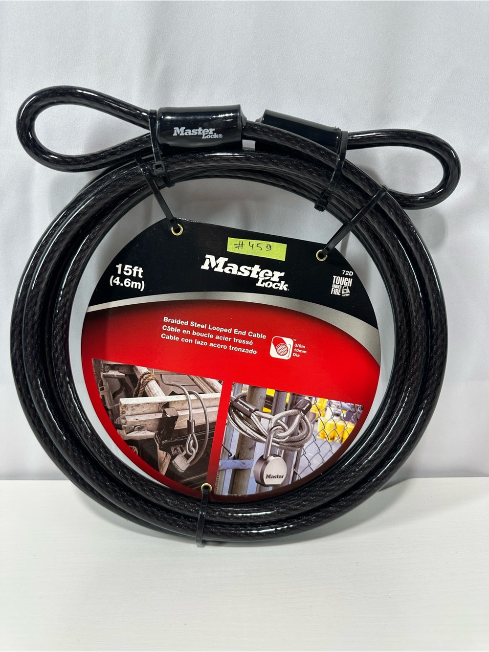 #459 Master Lock 72D 15ft 4.6m Braided Steel Security Cable Loop
